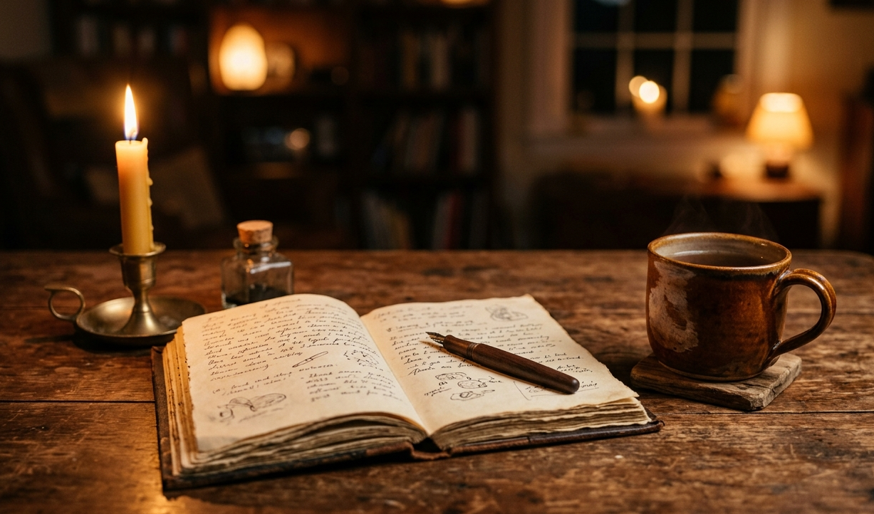 Journal and warm light